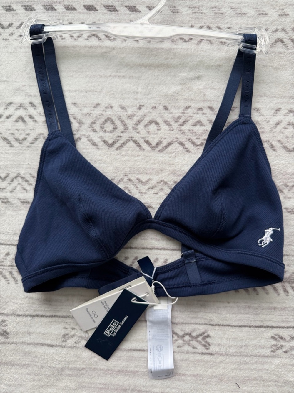 Ralph Lauren Navy Wireless Triangle Bralette with Polo Pony